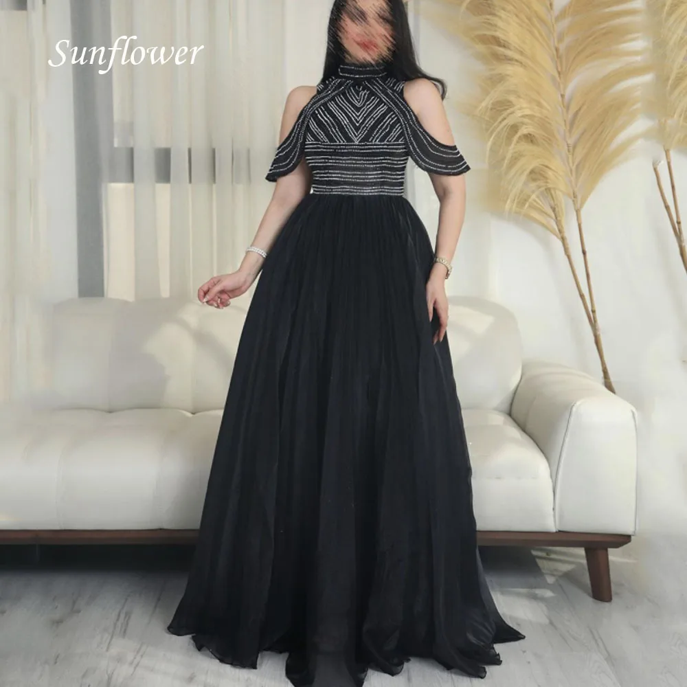 

Sunflower Halter Off the Shoulder Formal Evening Dress 2023 Slim Beading Appliques A-LINE Chiffon High-end Custom Prom Gowns