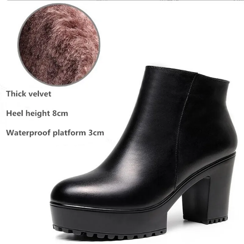 Big Size 43 Hot Sale Women's Boots 2023 Solid High Heel Ankle Boots Platform Quality Fashion Women Shoes Plush Warm Snow Boots