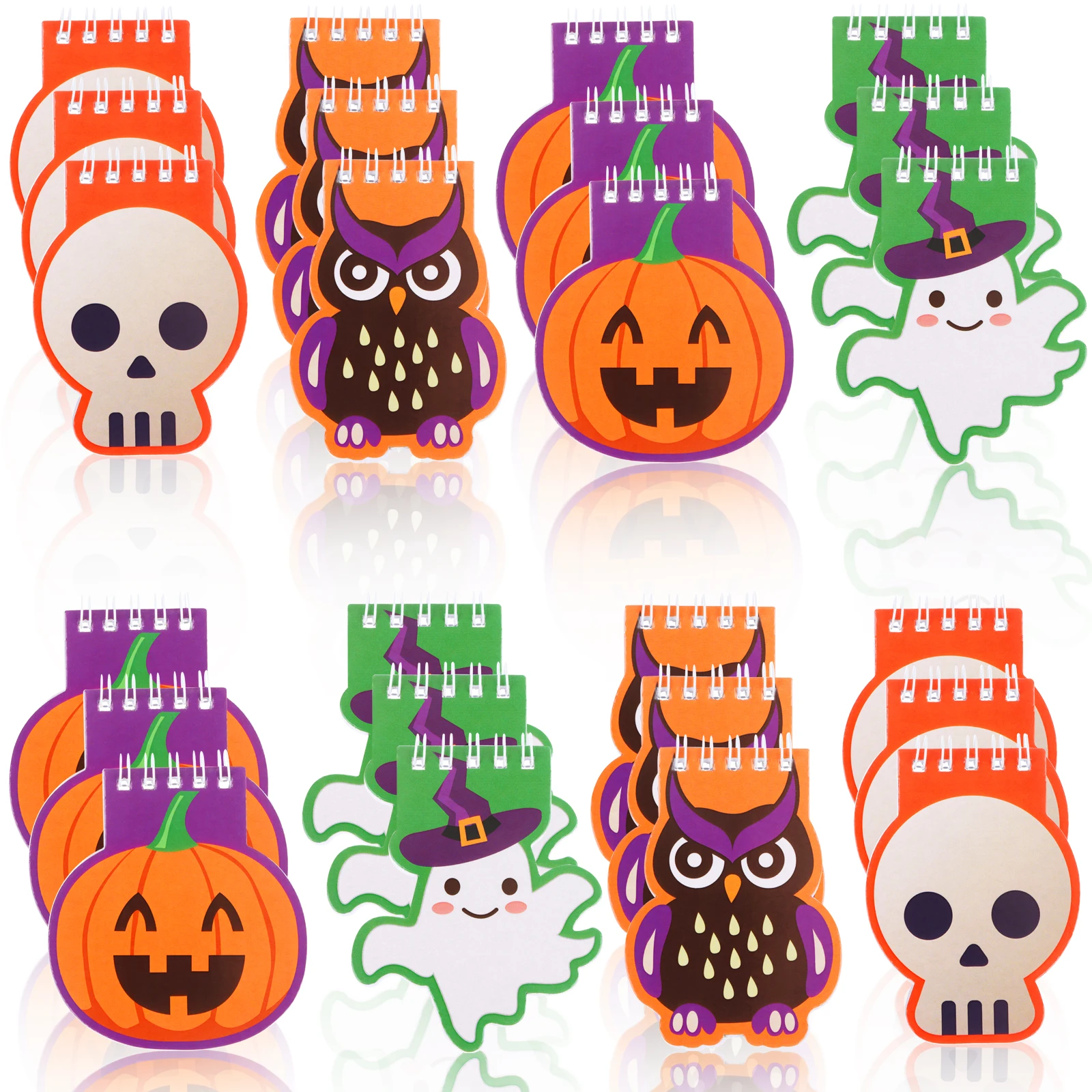 24PiecesHalloweenNotepadsMiniSpiralNotepadsGhostPumpkinGoodie