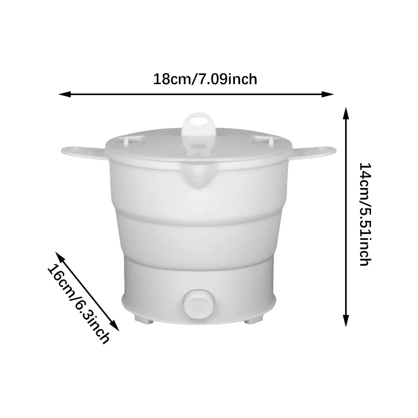 Foldable Electric Cooker 1.2L with Steamer Mini Heating Pot Water Boiling Pot for Camping Cooking Rice Business Trip Hotel Dorm
