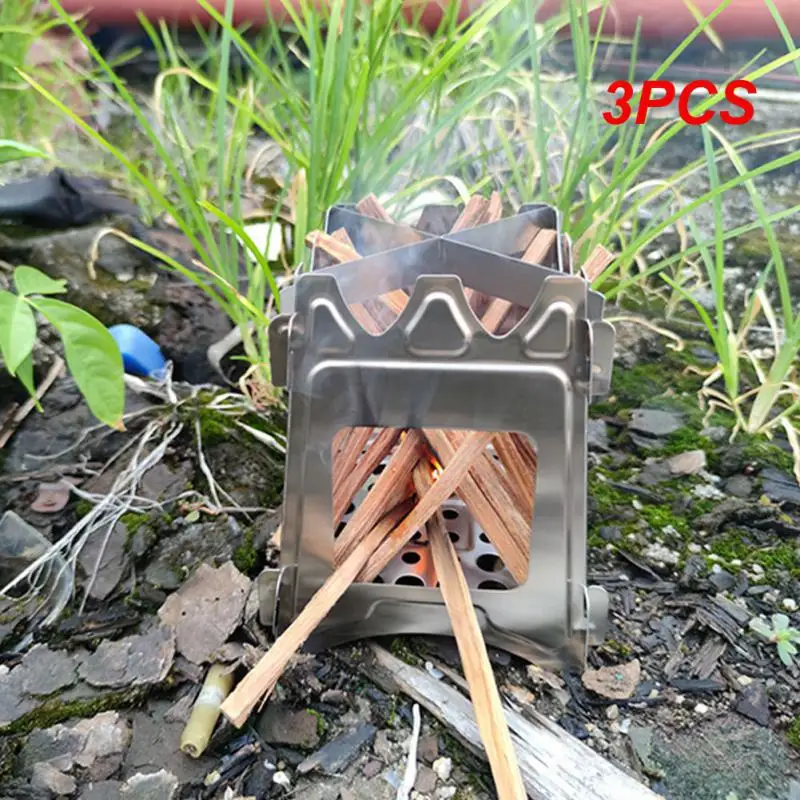 

3PCS Lixada Compact Folding Titanium / Stainless Steel Wood Stove Outdoor Cooking Picnic Camping Stove Portable Wood Furnace