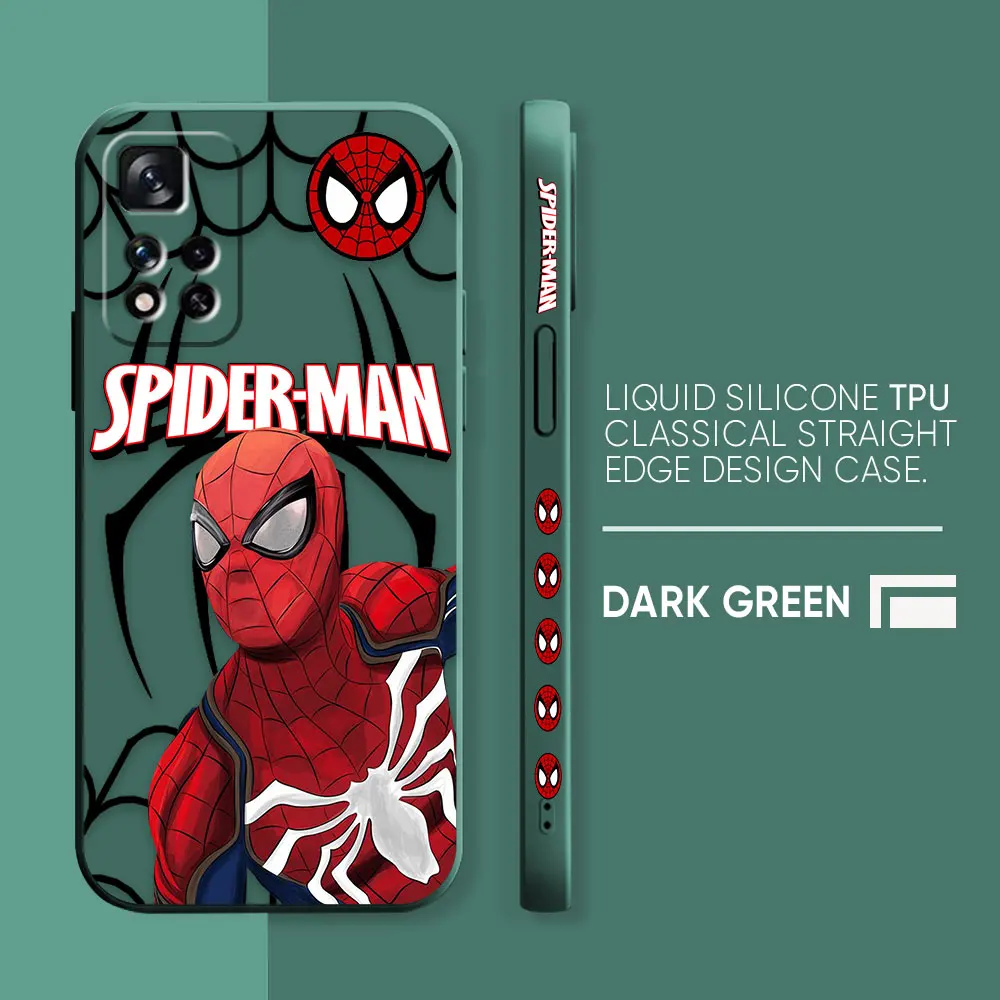 thumbnail image 1 of Case For Redmi Note 12 11 11T 11R 11E 9 9S 8 7 7S PRO PLUS 4G 5G Colour Simple Liquid silicone Case Marvel's Hero Spider-Man, 1 of 5