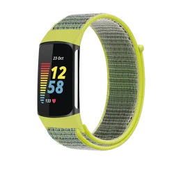 Breathable Soft Nylon Loop Strap - Comfortable Sports Wristband for Fitness Trackers (Bright yellow)