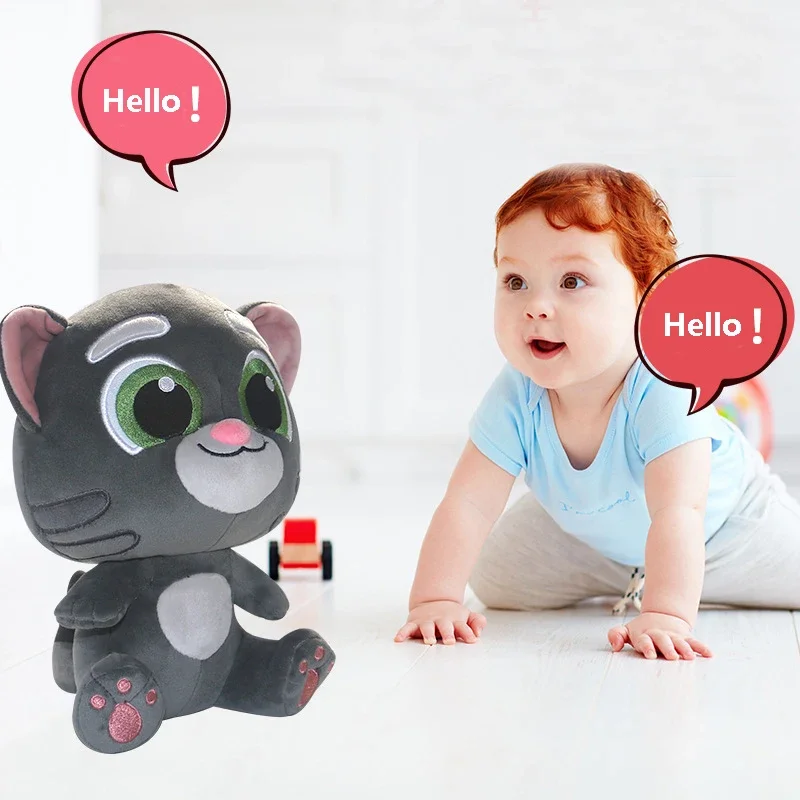 

25cm Electrical Talking Tom Plush Toys Repeats What You Say Seek Sitting Style Tom Stuffed Dolls Speaking Cartoon Soft Toy Gifts