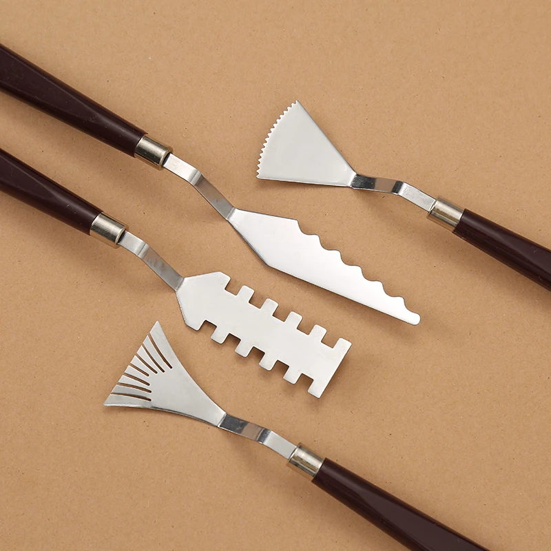 9pcs texture art scraper, color knife, special-shaped scraper head, tooth shape color knife, oil painting acrylic paint scraper 4