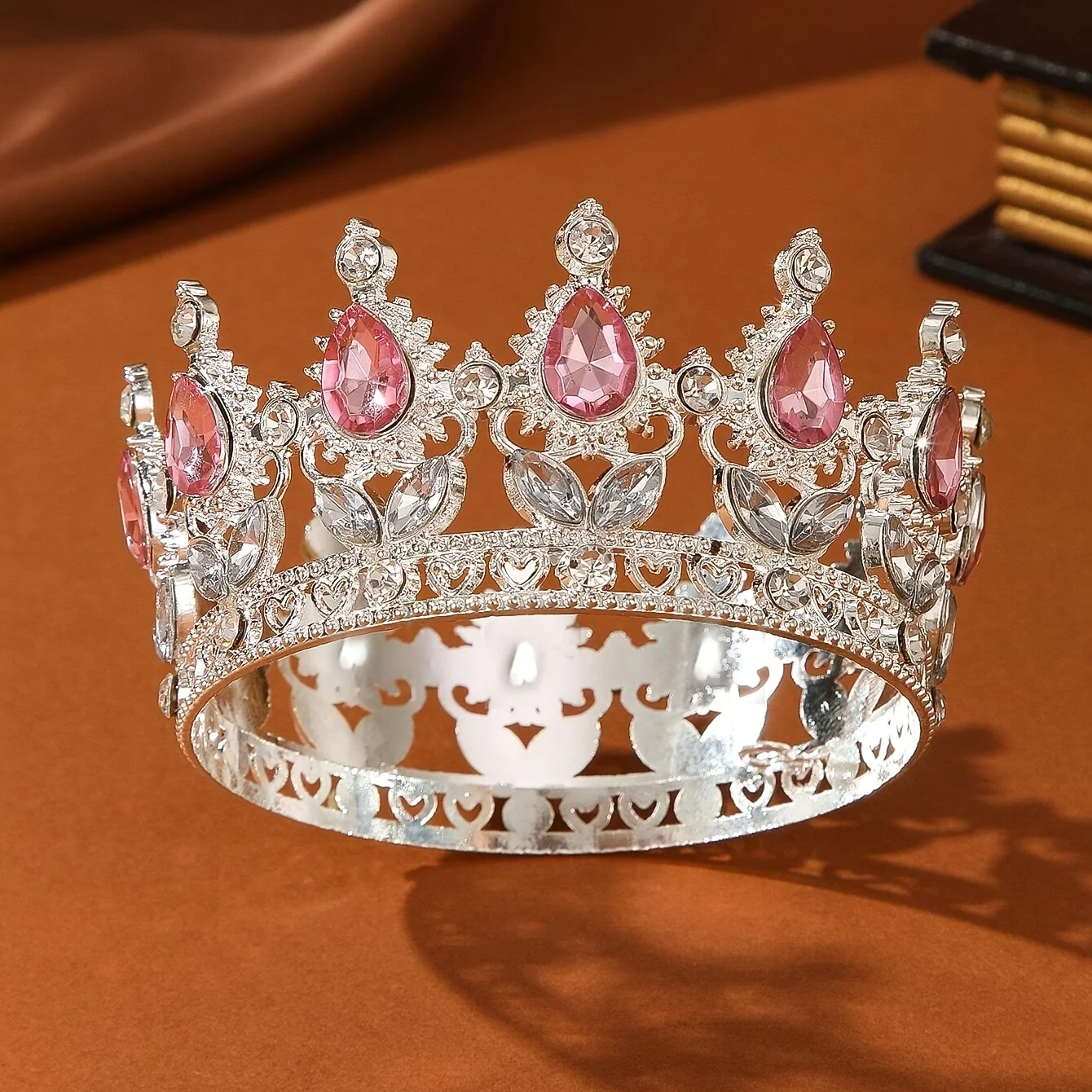 Barocke Kristall-Tiara und Krone, Stirnband für Damen, Party, Abschlussball, Diadem, Braut, Hochzeit, Haarschmuck, Schmuck, Krone, Tiara, Geschenk – Detail 13