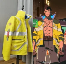 David Martinez Cosplay Costumes Yellow Luminous Coat Anime CYBERPUNK EDGERUNNERS Jackets For Men Jacket Hoodie Zipper Punk tanie tanio Unisex Kurtki Płaszcze CN (pochodzenie) Zhejiang COTTON kostiumy