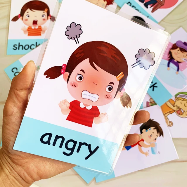 12 Pcs Feeling Flashcards Game Baby Emotion Learning Card Flash Cards Montessori Children Kids Funny Memory Exercise Game 1