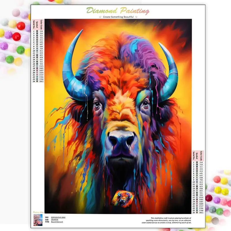 

GATYZTORY New Arrival Diamond Painting Cattle Mosaic Cross Stitch Kit Animals Diamond Embroidery Floral Rhinestone Picture