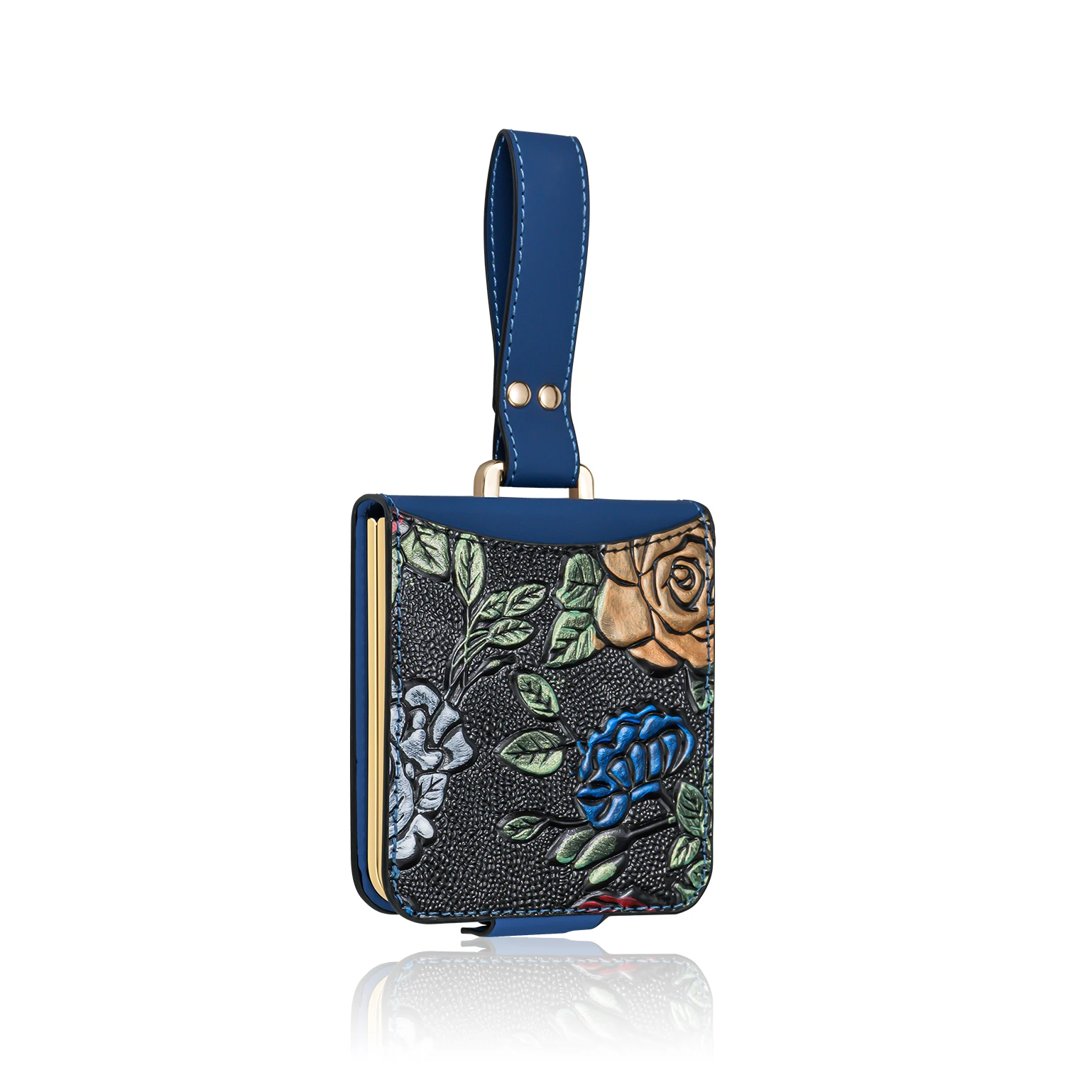 VIETAO Stylish PU Leather Phone Case with Card Slots & Wrist Strap - 3D Relief Design