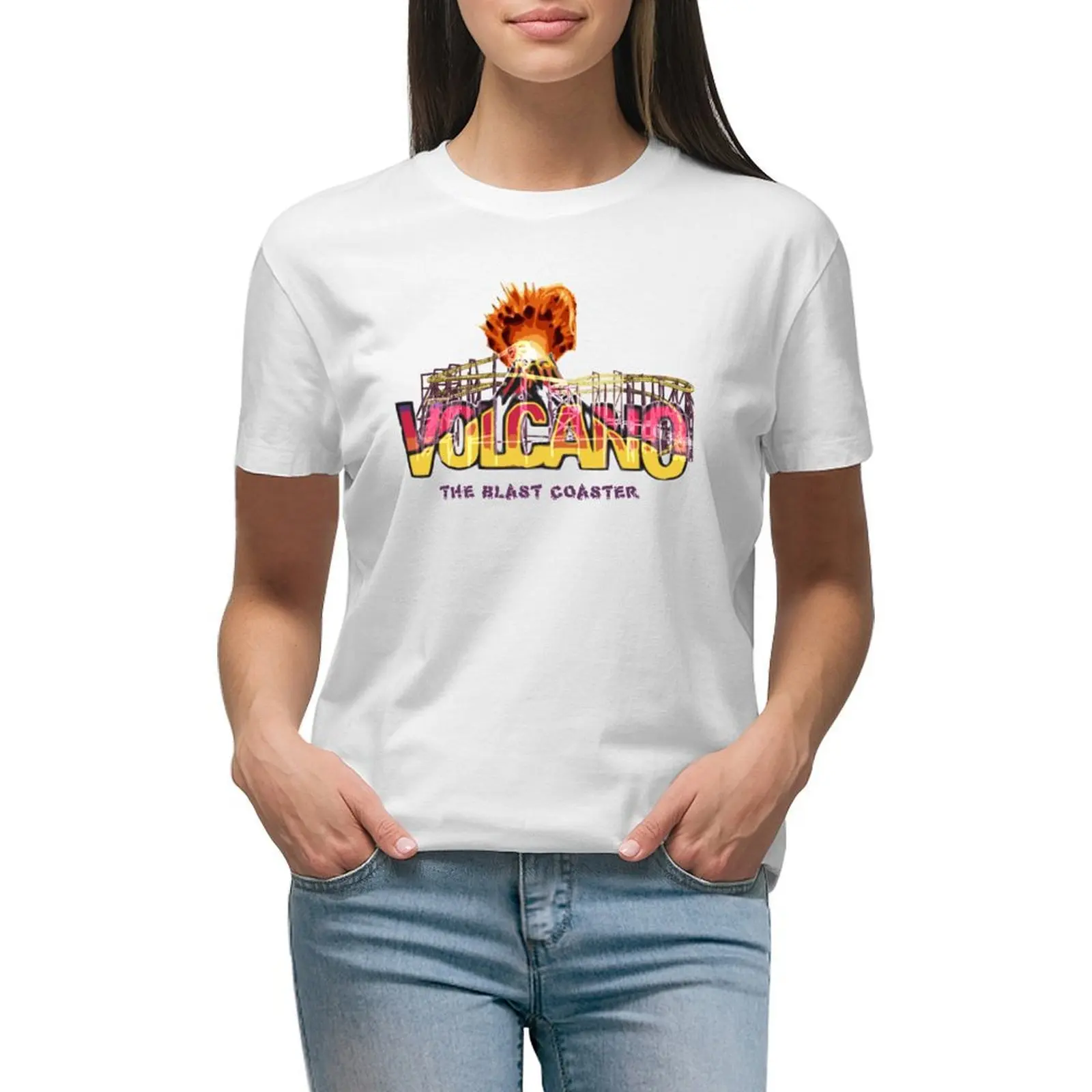 

Volcano The Blast Coaster Design T-shirt plus size tops female cute clothes Woman clothing