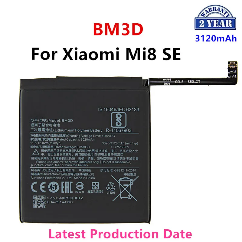 

Brand New BM3D 3020mAh Battery For Xiaomi Mi 8 SE Mi8 SE Mi8SE BM3D High Quality Phone Replacement Batteries