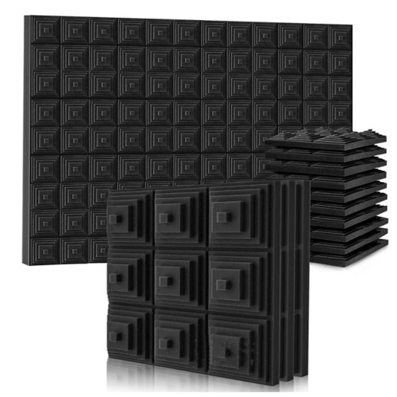 

Quality 12 Pcs Acoustic Foam Panel,Sound Insulation Foam Panel,Noise Reduction Mat,For Music Studio Bedroom Home,Etc,5X30x30cm