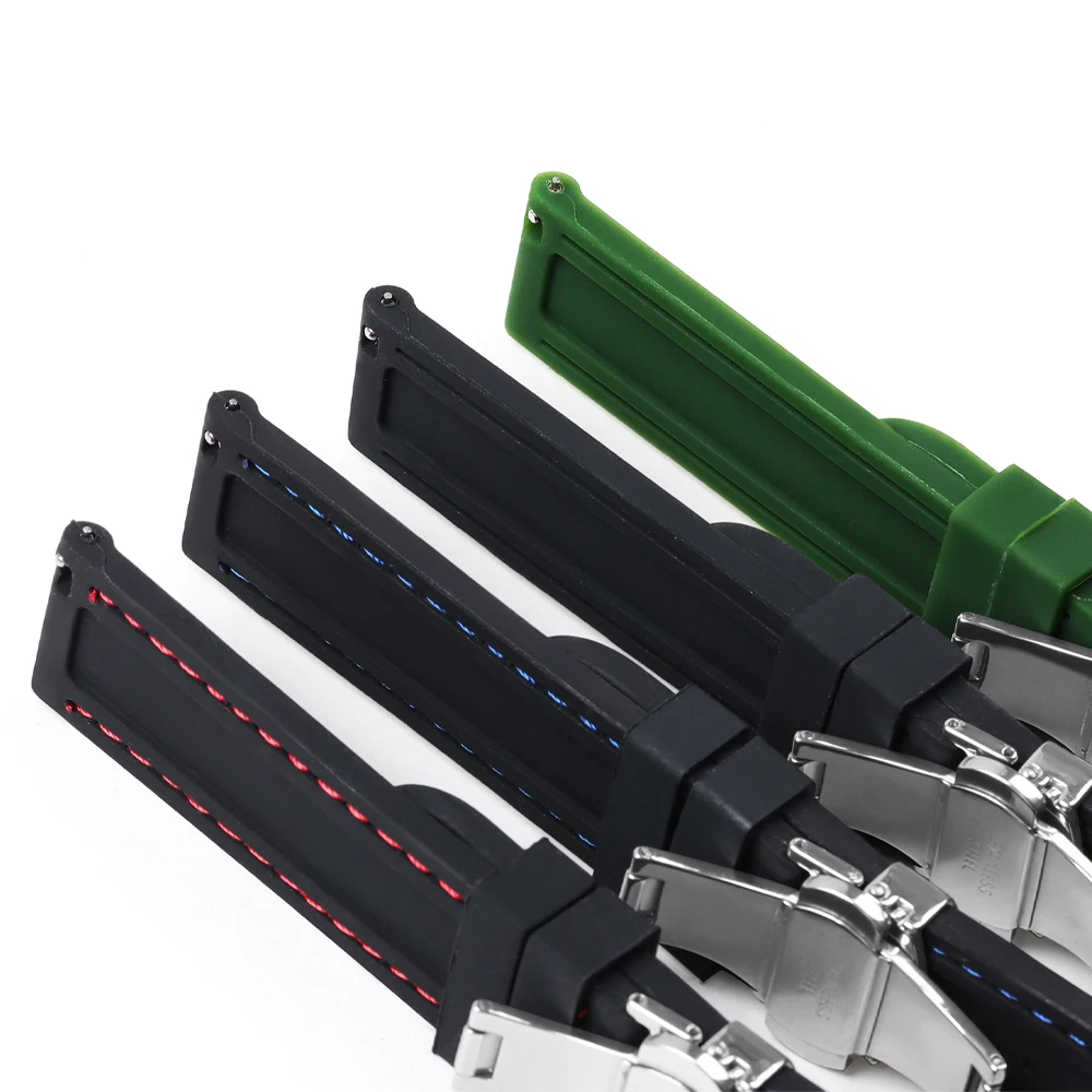 Sporty Waterproof Silicone Watch Band with Quick Release and Butterfly Buckle