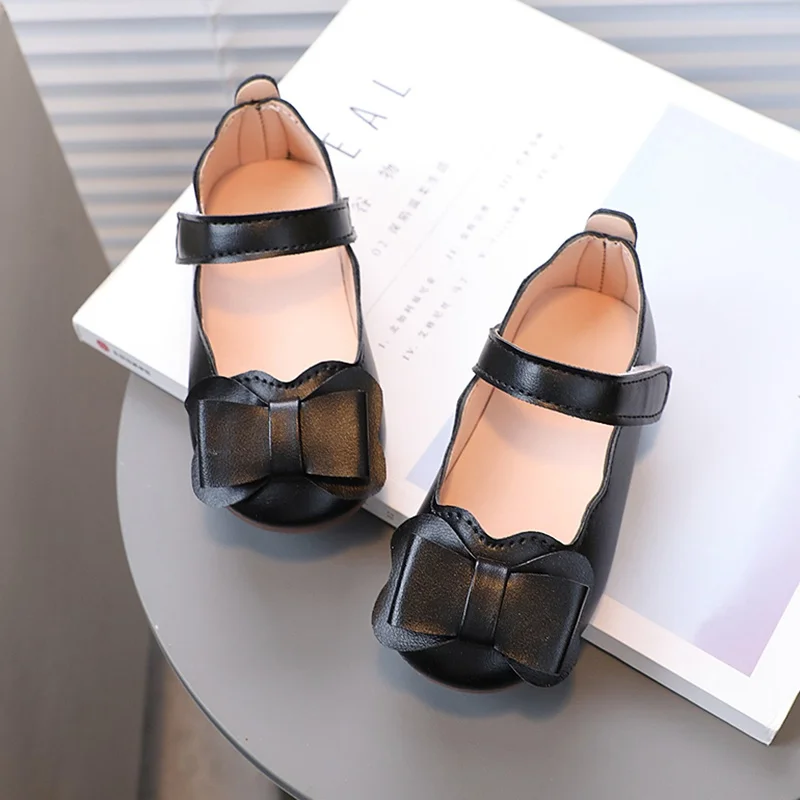 Spring Summer Children Girls Leather Shoes Cute Soft Bottom Non-Slip Bowknot Design Casual Shoes Kids Party Princess Flat leather shoes girls shoes girls flats