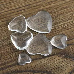 Heart Flat Back Clear Glass Cabochon - Premium Quality Wholesale - 12mm  20pcs
