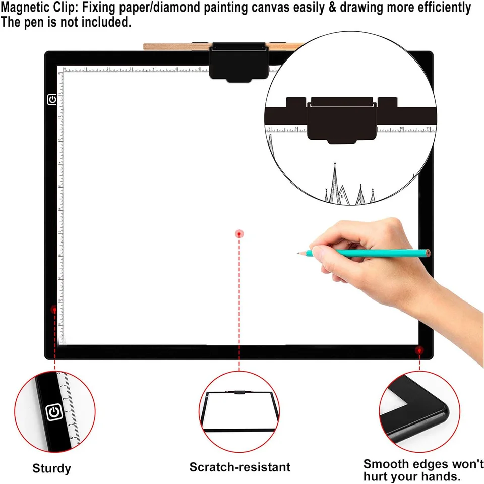 Tomight A3 LED Light Pad, 3-Level Brightness, Tracing, Calligraphy, Drawing, Animation, Diamond Painting