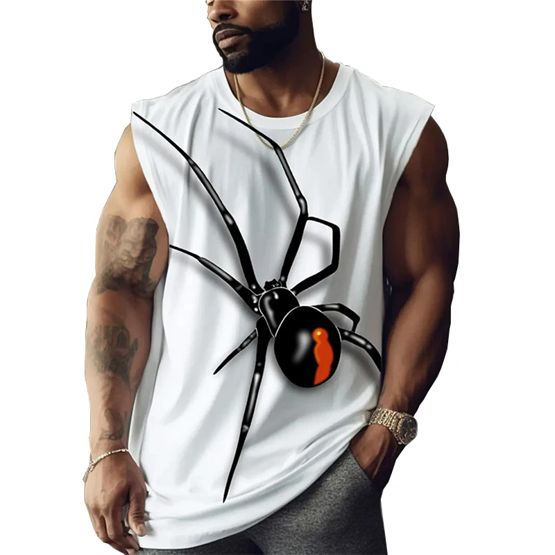 

Vintage Men's Spider Sleeveless Gym Tank Tops 3d Printed Running Sport Vests Casual Tees Fitness Training Sleeveless Shirts
