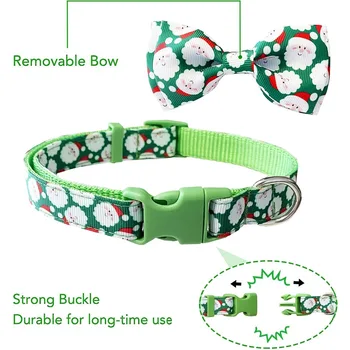 Christmas Dog Collar with Bow Tie 2 Pack Holiday Santa and Snowman Collar for Small Medium Large Dogs Pets Puppies Small(1117 N 2