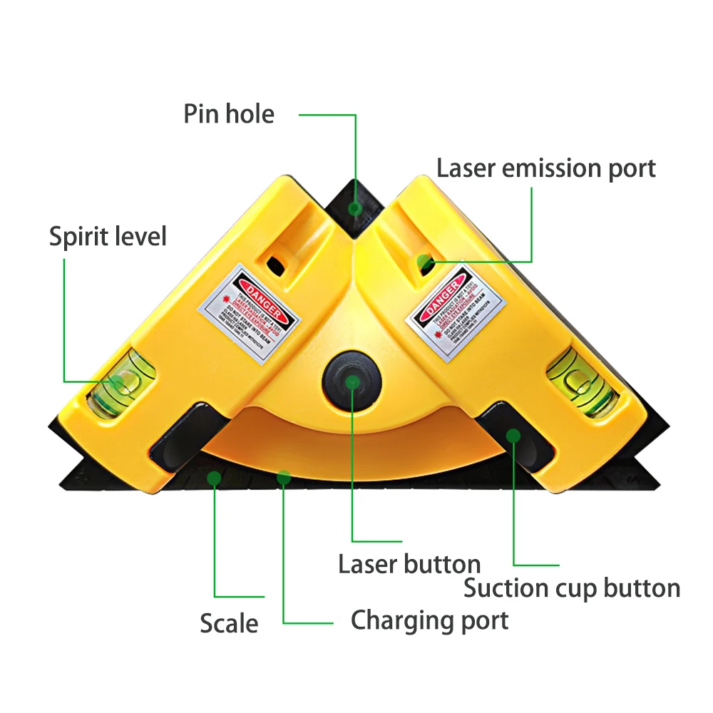 Прямоугольный квадратный лазерный уровень 90 градусов, вертикальный нивелир с заземляющим проводом, прибор для измерения работ, строительные лазерные инструменты