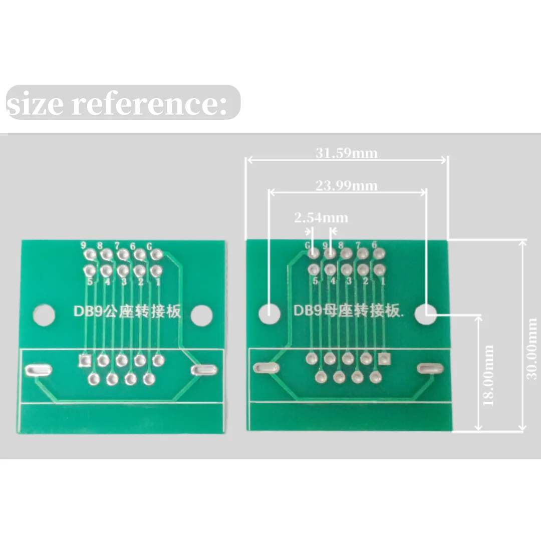 TZW DB9 Male and Female Base Test Board 9P Male and Female Base Adapter Board To 2.54DIP Data Cable Adapter PCB