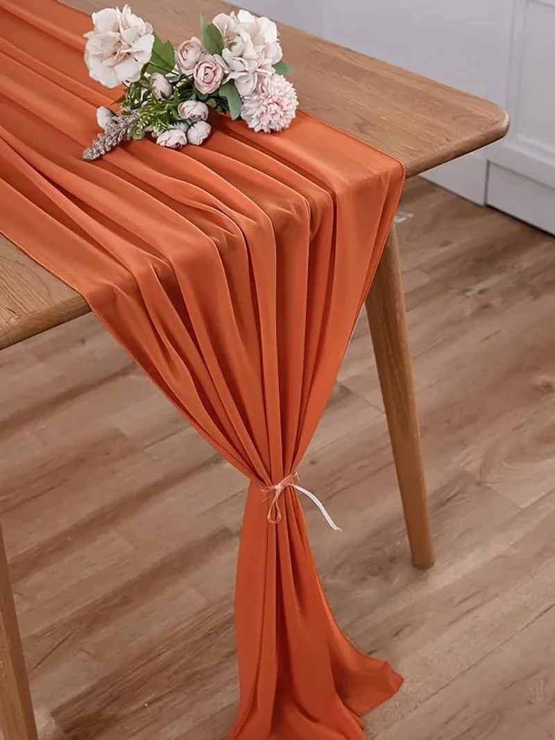 Sage Green Chiffon Table Runner Romantic Boho Table Runner For Wedding Birthday Party Bridal Valentine's Day Table Decoration 3