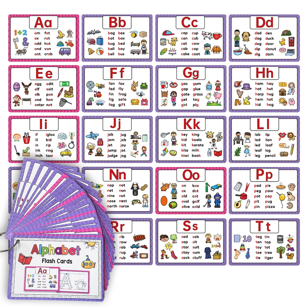 26 Alphabet Phonics CVC Words Learn Flash Cards abc letter with The Reasable Pen Writing Practice Educational Toys for Children 3