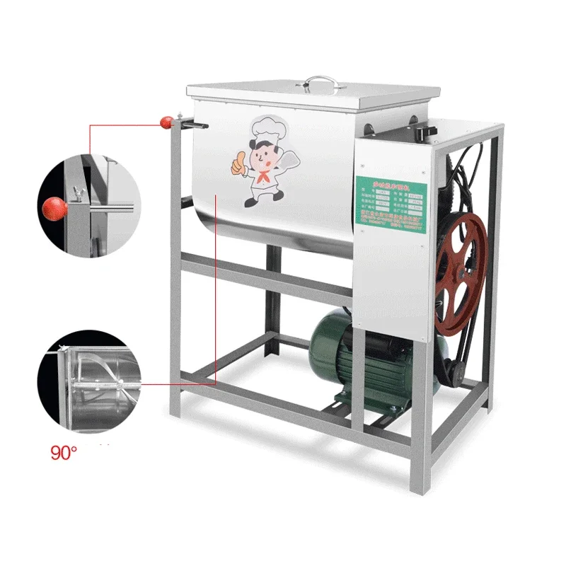 25kg 2200W Commercial Dough Mixer Flour Mixing Machine Stirring Mixer Suitable for Pasta Bread Dough Kneading Capacity 220V 6