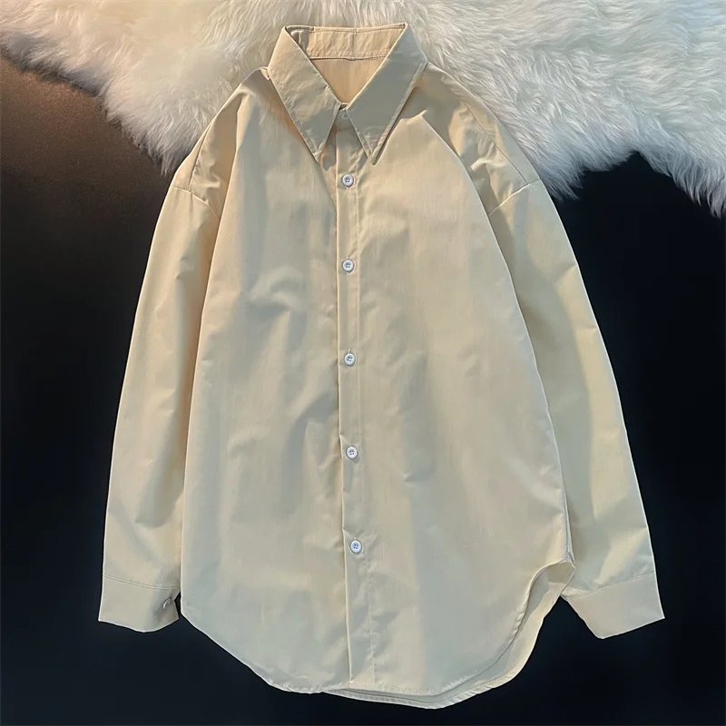 Long Sleeved Loose Shirt And Blouse Casual French Retro Solid New In Clothes Top Single Breasted Simple Office Lady Trend Women