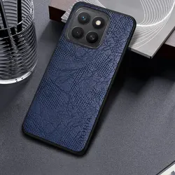 Leather Business Case with Wind Cortex Pattern - Mobile Phone Cover for Honor X8c (Dark blue)