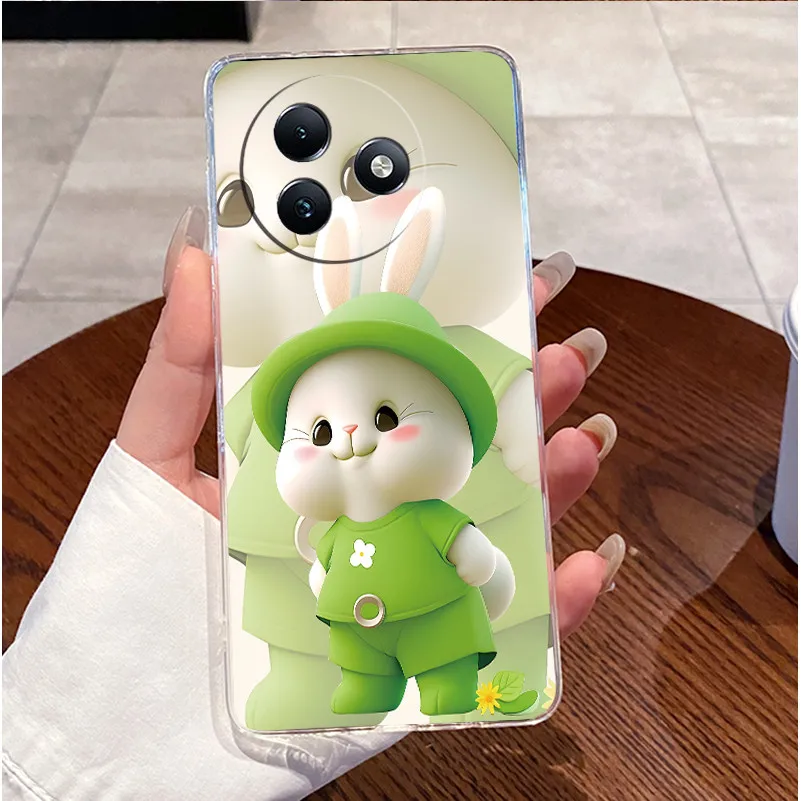 Clear Case with Cute Love Rabbit Cartoon - Luxury Soft Silicone TPU Cover