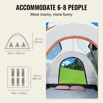 VEVOR SUV Camping Tent 8'-8' SUV Tent Attachment for Camping with Rain Layer and Carry Bag PU2000mm Double Layer Truck Tent 3