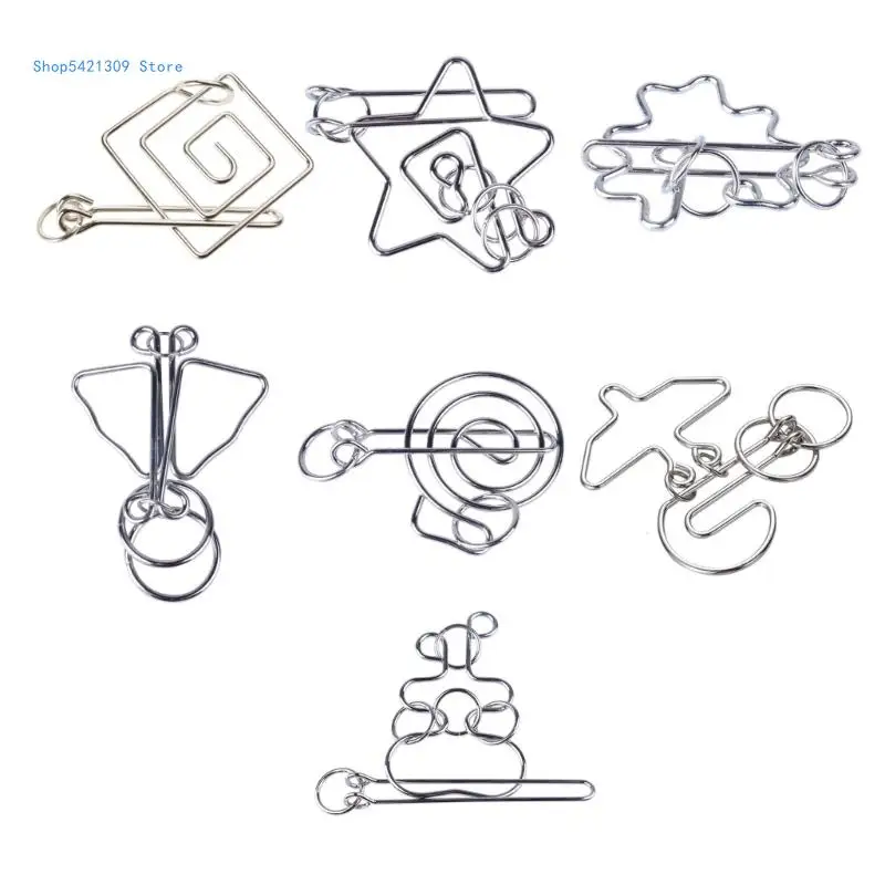 

85WA Children Teaser 3D Metal Chain Link Puzzle Rings Boys Girls Party Supplies