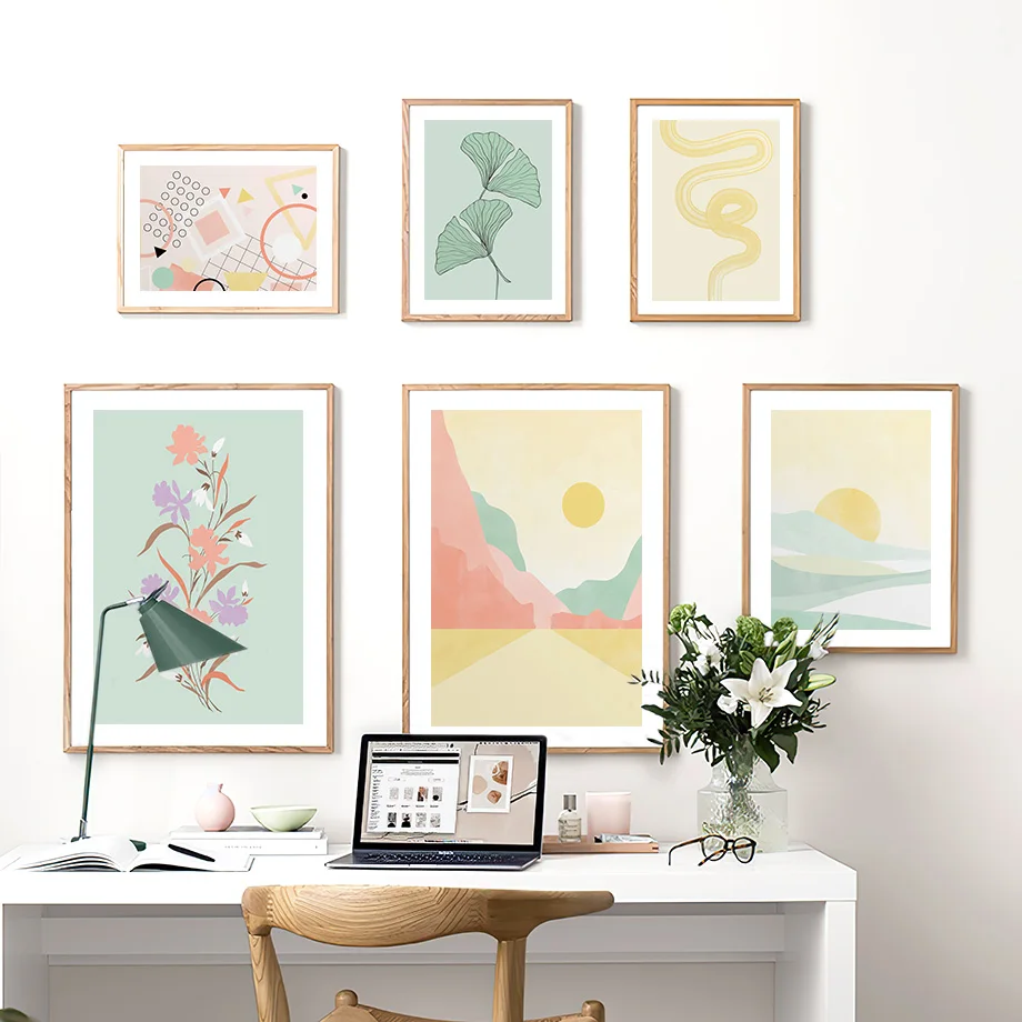 Minimalist Illustration Mountain Geometric Shape Wall Art Poster Prints