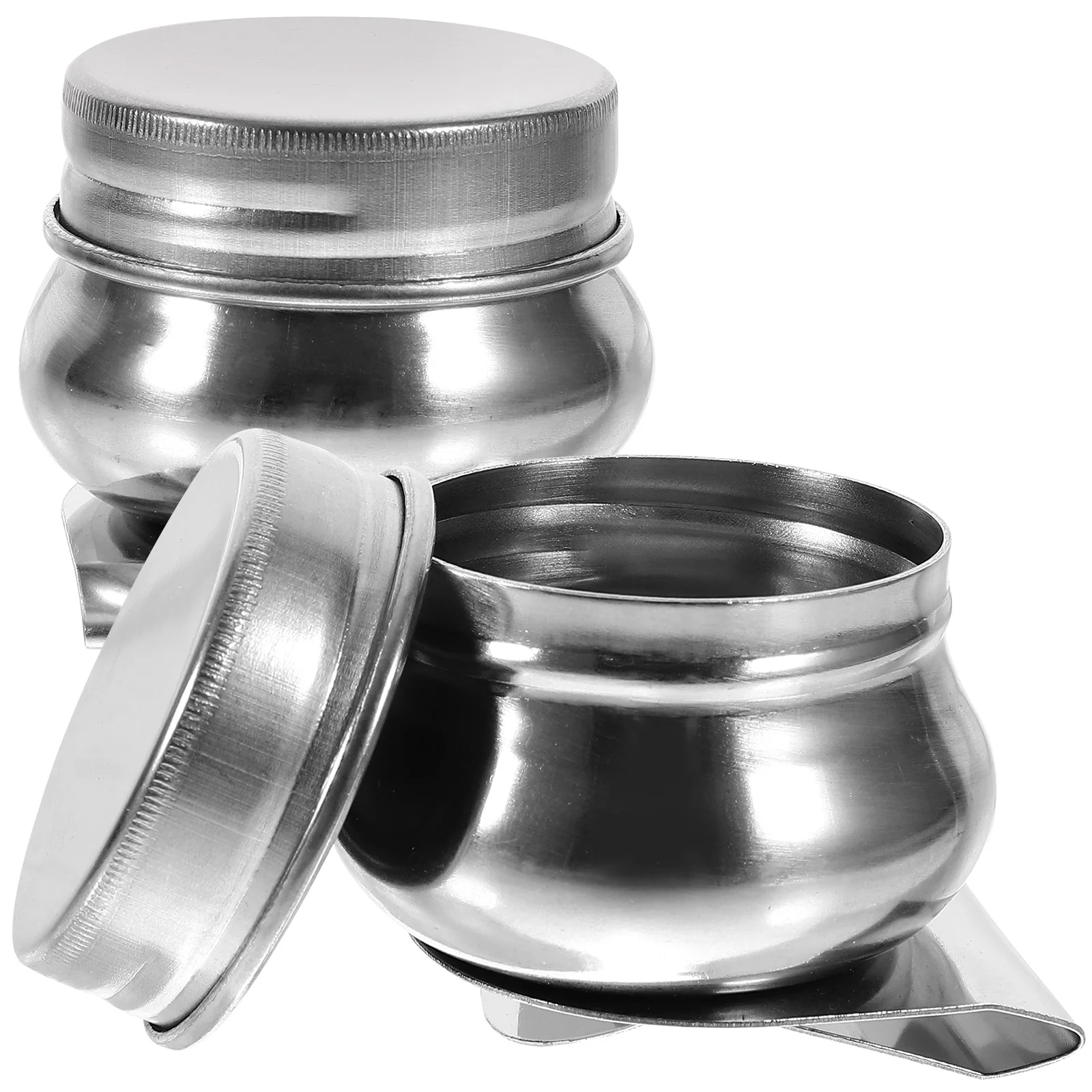 2 Pcs Oil Paint Stainless Steel Mixing Pot Portable Palettes Cup Painting Supplies with Lid Coloring