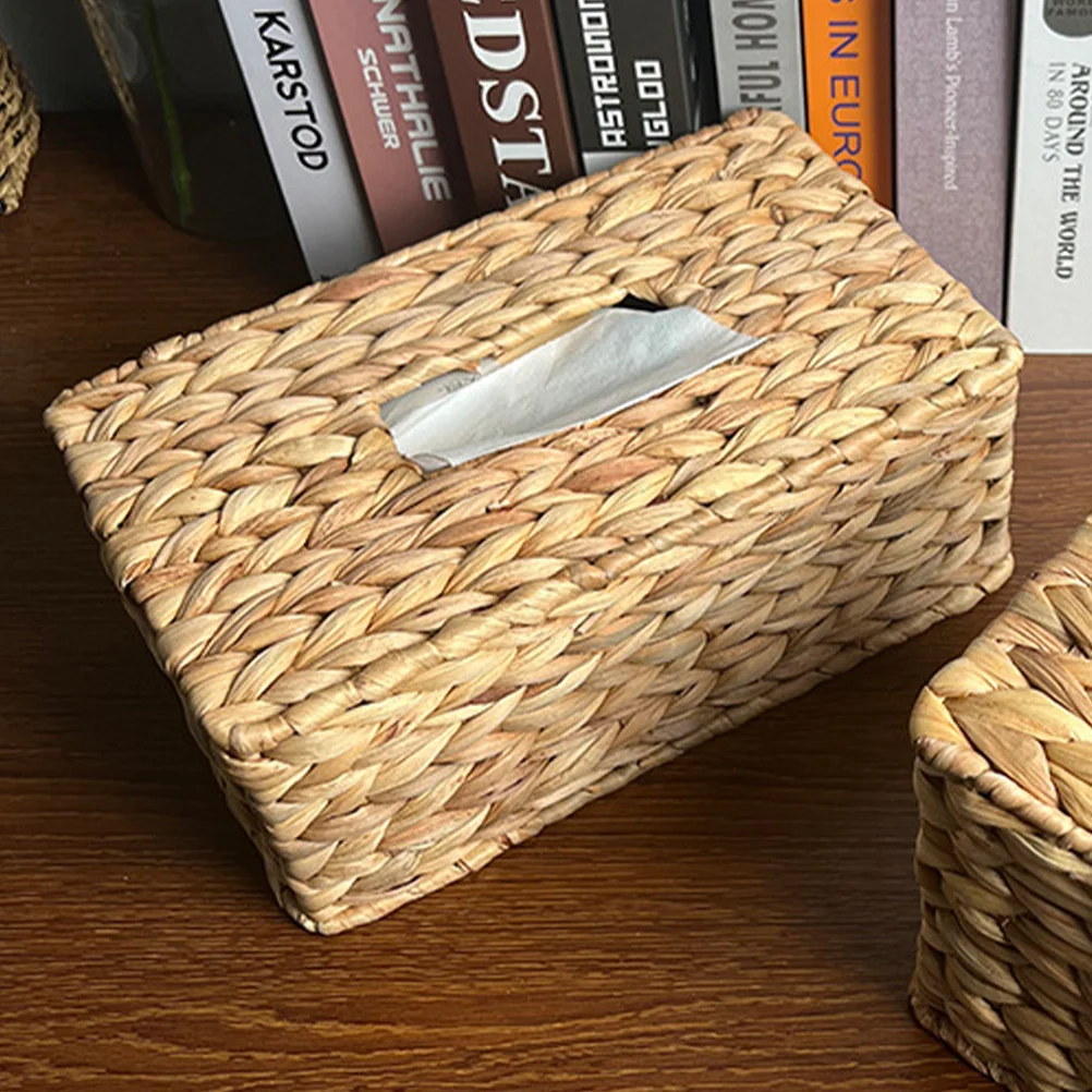Desktop Paper Holders Pastoral Style Home Decoration Hyacinth Straw Tissue Storage Box Rectangular Napkins Towel Travel 4