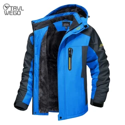 TRVLWEGO Men Jacket Hiking Camping Waterproof Fleece Thermal Coat For Outdoor Trekking Mountain Cycling Travel Skiing Clothing