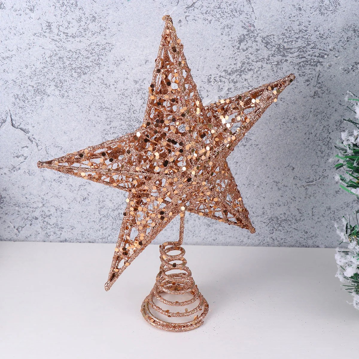 

25cm/ 8inch Christmas Tree Topper with Sequins 3D Hollow Christmas Tree Ornaments Glitter Star Treetop Christmas Star Tree