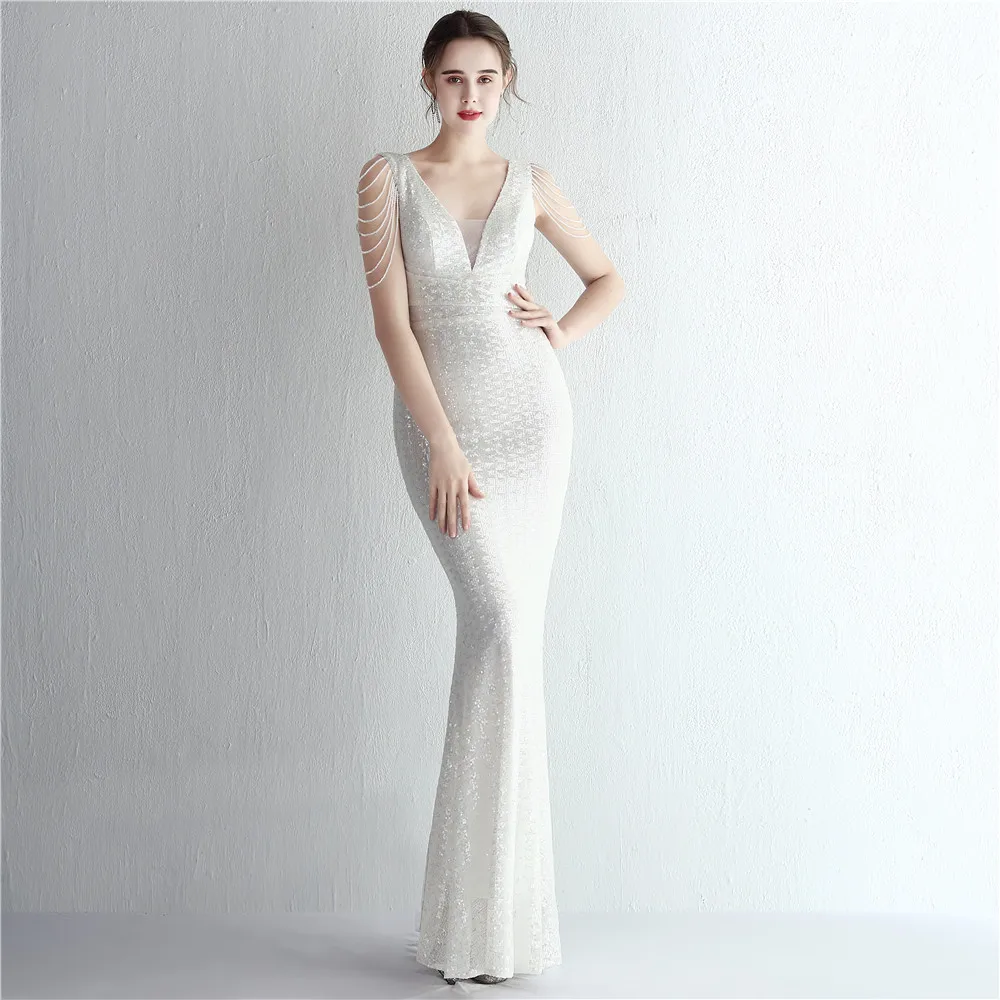 Women 1920s Plus Size Formal Dress Tassels Sleeve Sequins Gatsby Maxi Evening Gown