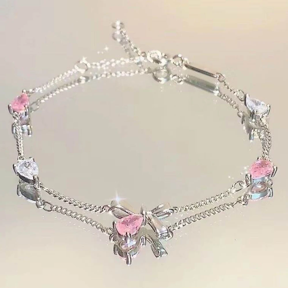 Elegant Crystal Flower Bracelet for Women Sweet Zircon Bracelet Good Friend Birthday Jewelry Gift