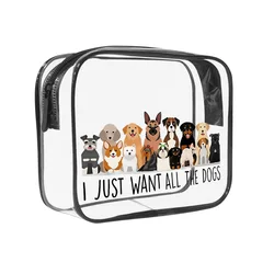 Clear Travel Toiletry & Cosmetic Organizer Bag (Dog Style 1 Piece)