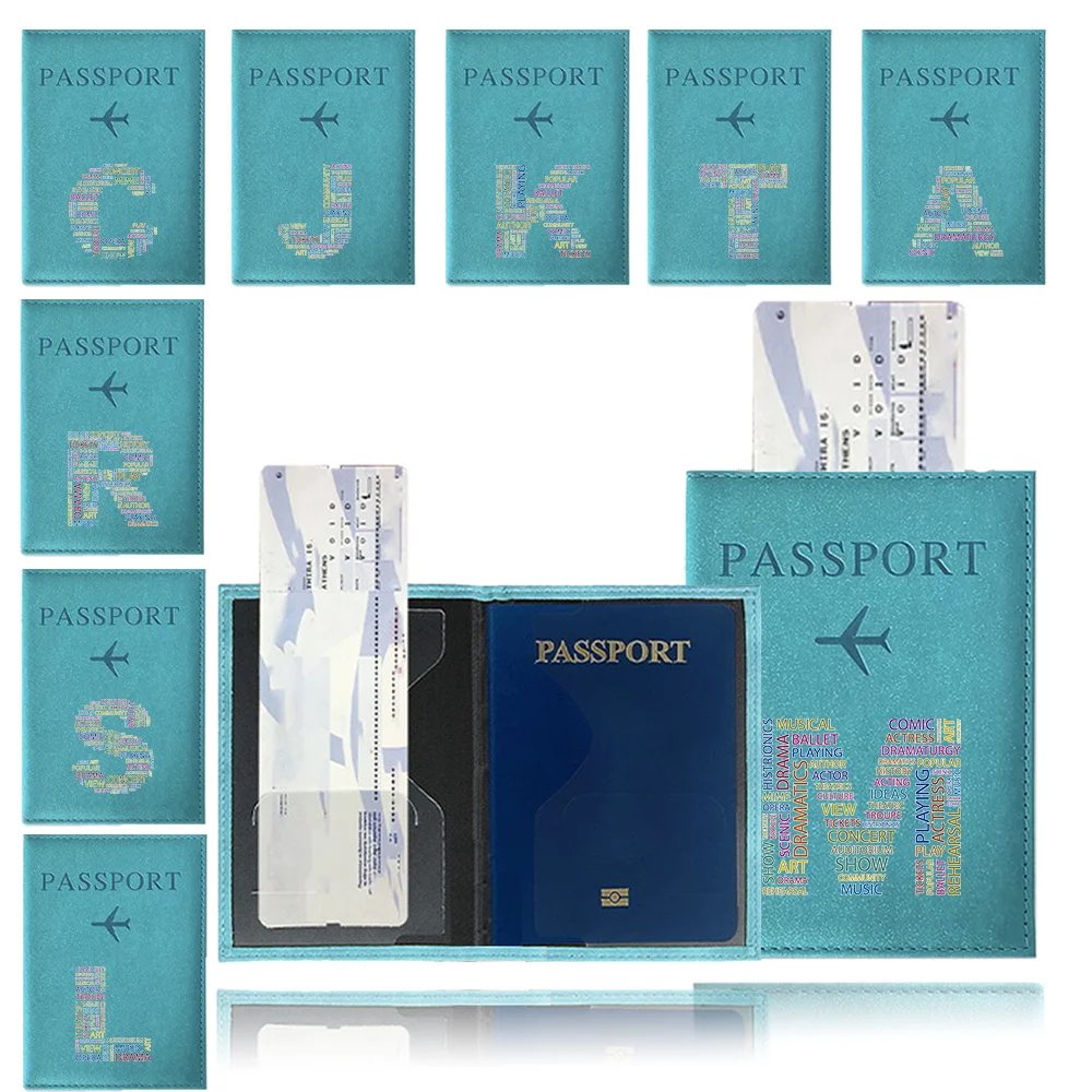 

Blue Passport Covers Ultra-thin Document Holder Passport Holder ID Card Covers Text Letter Pattern Series Travel Accessories