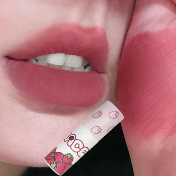 벨벳 매트 립스틱 메이크업, 방수, 오래 지속되는 사랑스러운 딸기 립 머드 클레이, 스무스 섹시 레드 립 틴트, 안료 립 글로스
