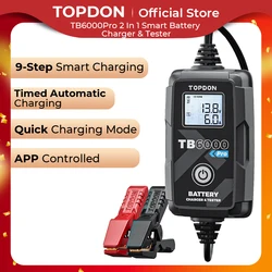 TOPDON New Arrival TB6000 Pro Portable 5-240Ah 6V 12V DIY Lead Acid Lithium Automotive Car Battery Charger and Tester TB6000Pro