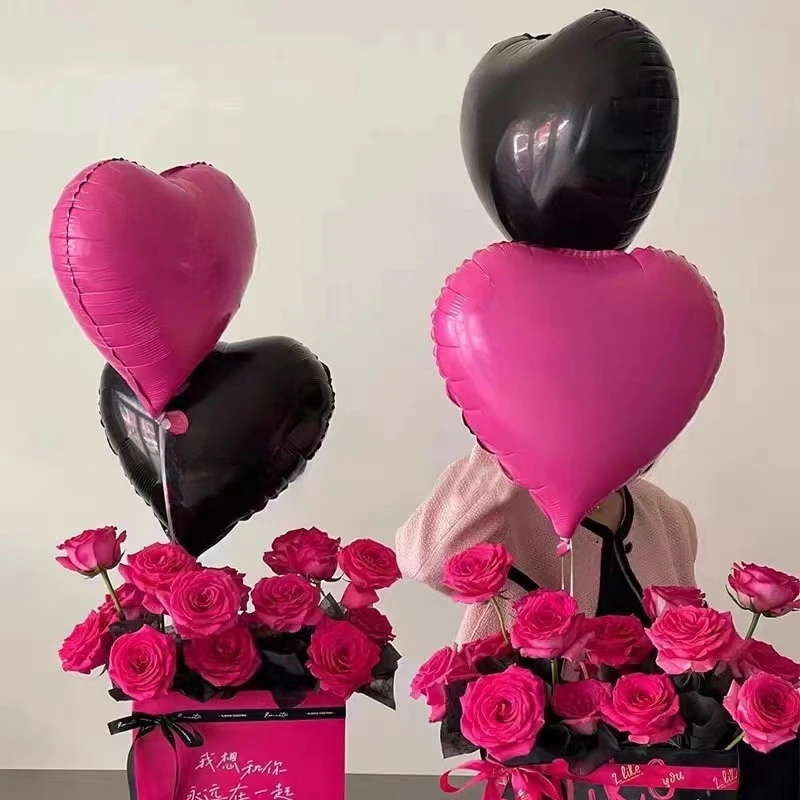 5/10pcs 18inch Red Sliver Hot Pink Black Heart Foil Balloon Valentine's Day Wedding Girls Birthday Party Decoration Love Globos