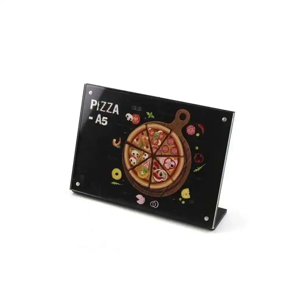 1pcs A5 Transverse L Black Acrylic Magnetic Label Holder Stand Photo Frame Menu Card Stand Advertising Poster Tag Display