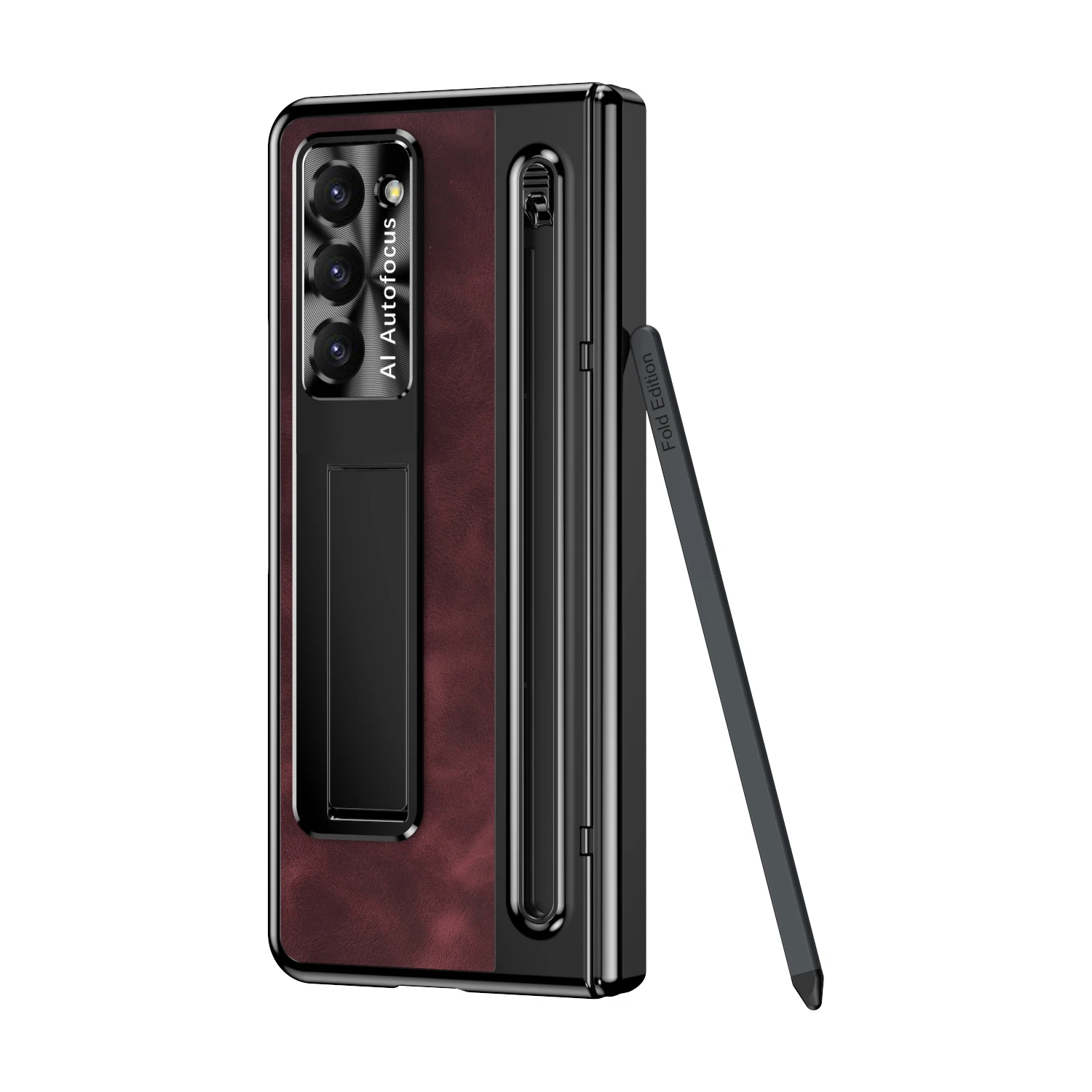 Leather Z Fold 5 Case For Samsung Galaxy Z Fold 4 5 With S Pen Screen Protector Hinge Folding Bracket Pen Slot For Fold5 Fold4