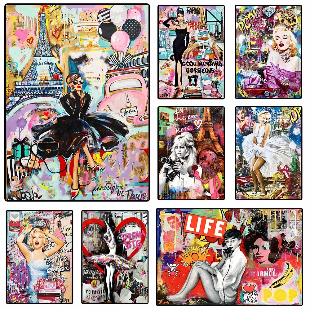 Tableau Pop Art Brigitte – Toile Modern, Décoration Murale Femme, Salon