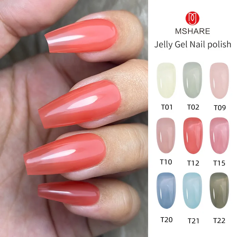 MSHARE Milky White Gelish Nail Polish Jelly Semi-Permanent Varnish Hybrid Enamel Nude UV Led Lamp Nails Art 10ml