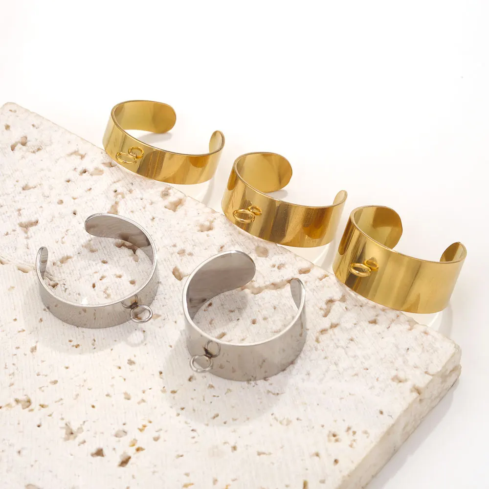 10 Stück verstellbare Edelstahlringe Basisrohling für Schmuckherstellung Zubehör DIY offener Fingerring vergoldete Ringfassungen – Detail 2